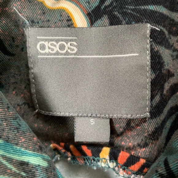 ASOS Overhead Hooded Jacket Coat Men Small Green Tigers Cotton Warm Pockets - Picture 4 of 6